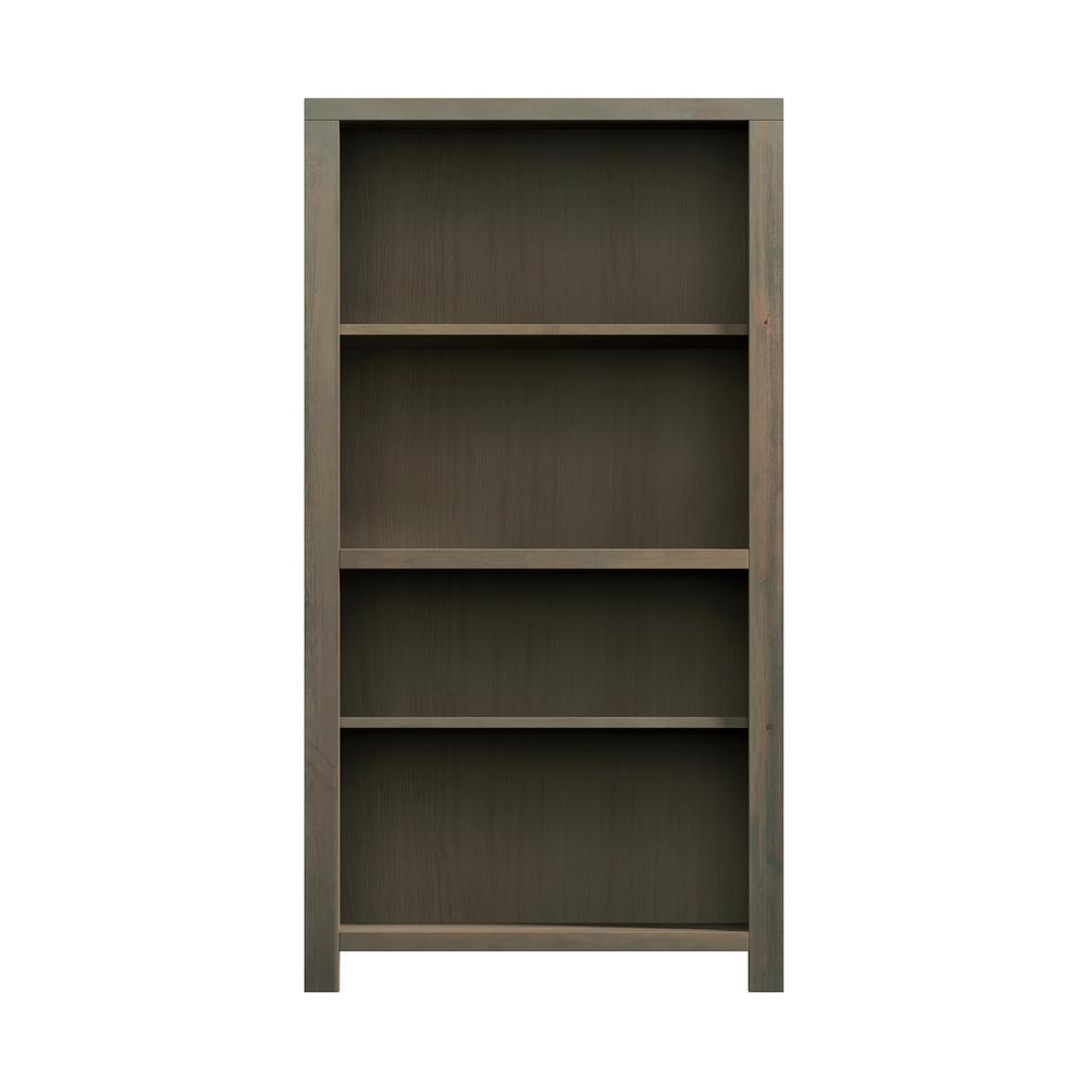 4-shelf Barnwood Finish Solid Wood Bookcase. Picture 4
