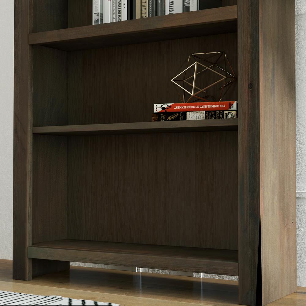 5-shelf Barnwood Finish Solid Wood Bookcase. Picture 4