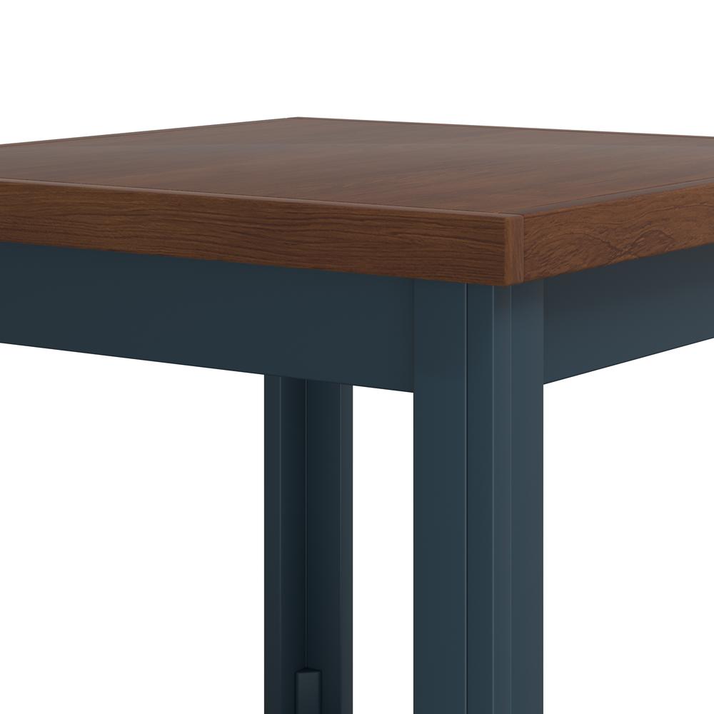 Blue Denim and Whiskey Brown Finish Open Storage Side Table. Picture 6