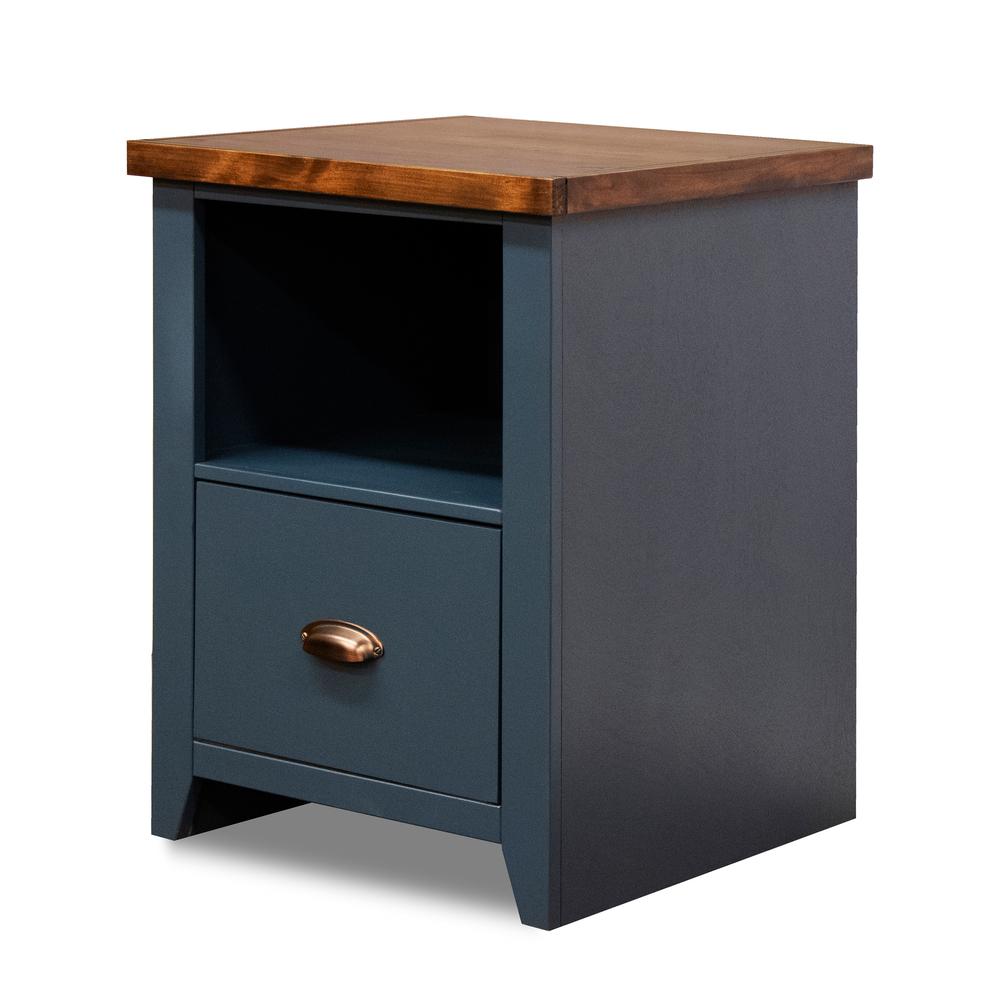Blue and Brown Finish Solid Wood File Cabinet. Picture 1