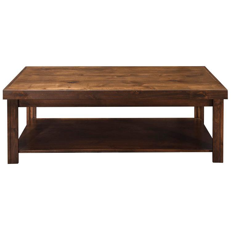 Whiskey Brown Finish Solid Wood Coffee Table. Picture 1