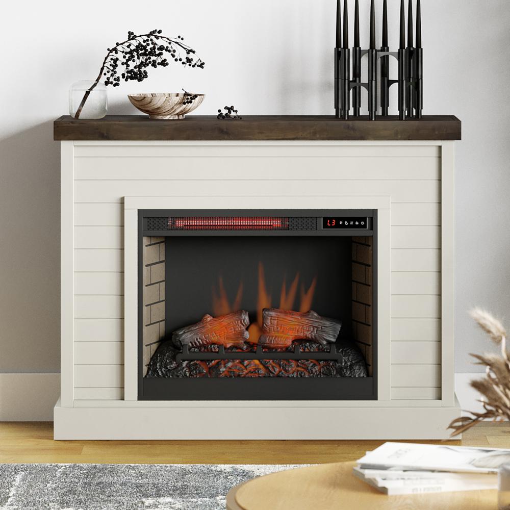 48 in. No Assembly Required White and Brown Fireplace Mantel. Picture 1