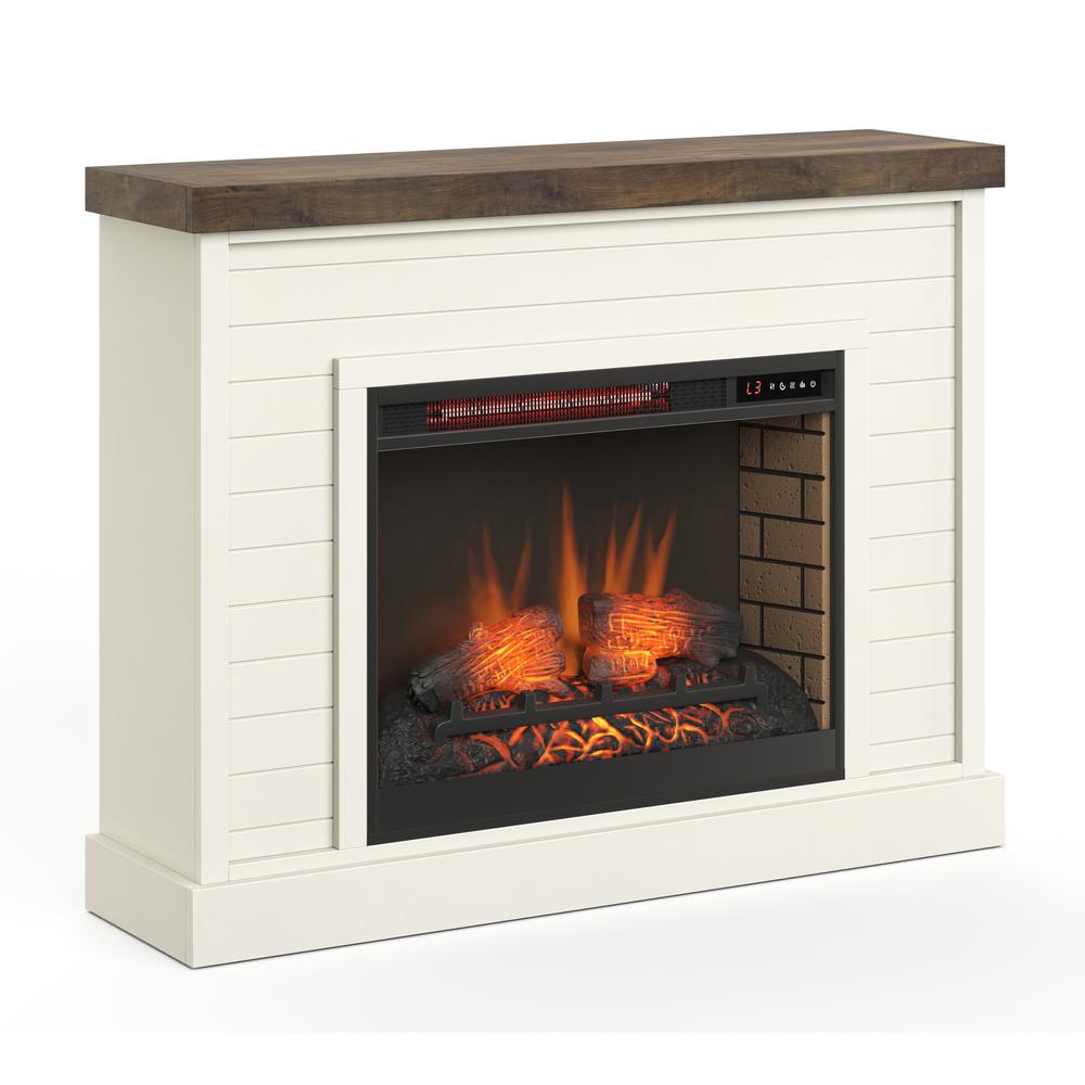 48 in. No Assembly Required White and Brown Fireplace Mantel. Picture 2