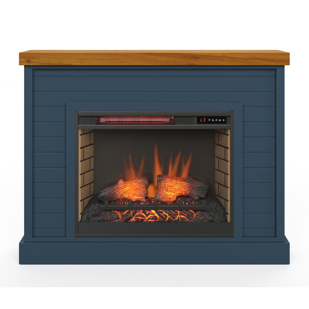 48 in. No Assembly Required Blue and Brown Fireplace Mantel. Picture 3