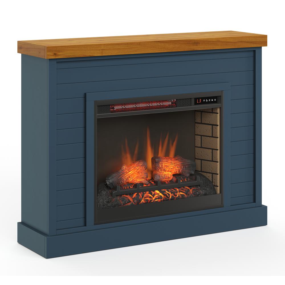 48 in. No Assembly Required Blue and Brown Fireplace Mantel. Picture 2