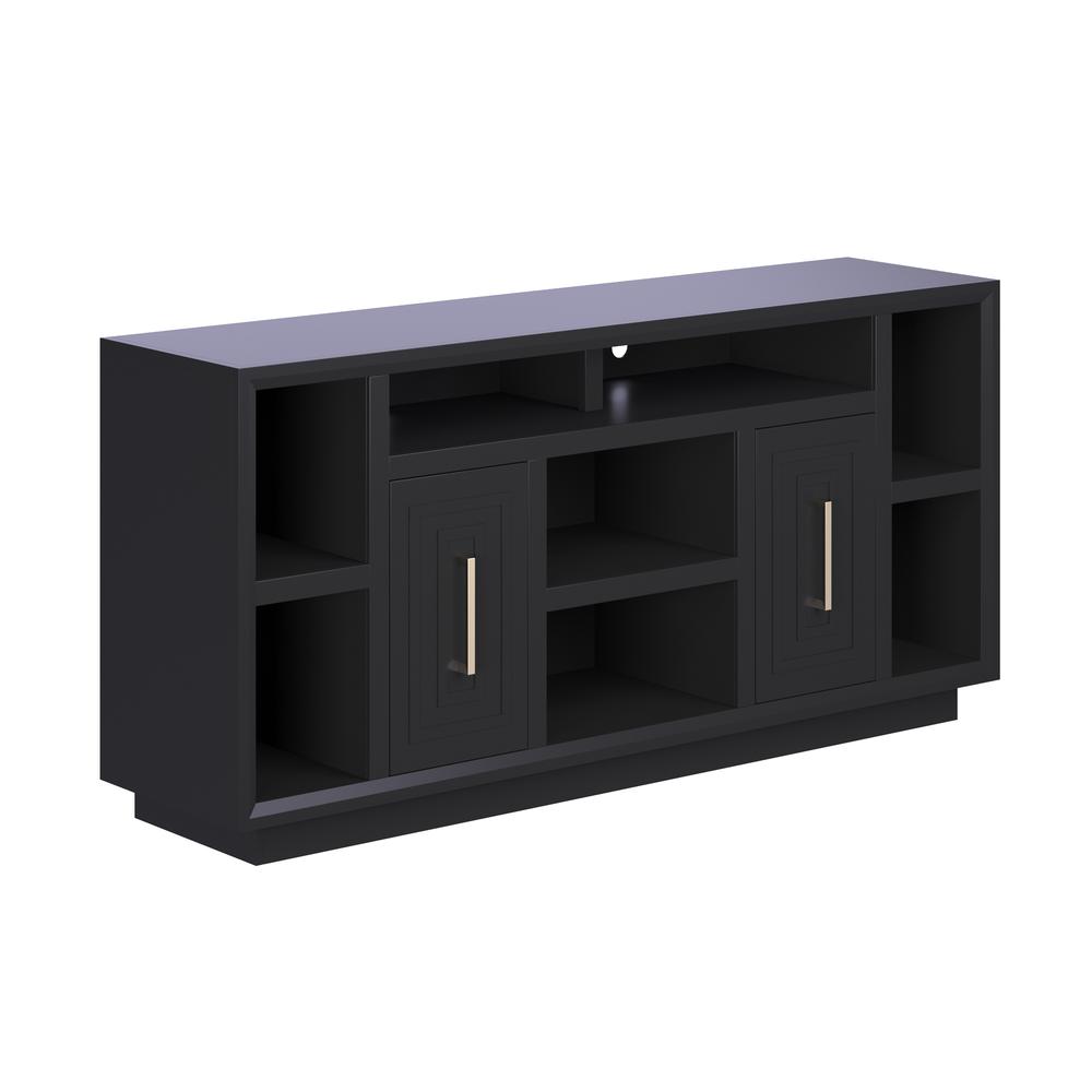 Black Finish Solid Wood TV stand That Holds TVs Up to 75 in.. Picture 1