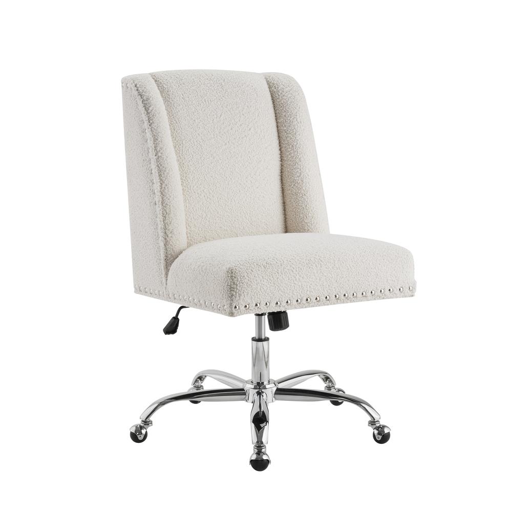 Draper Upholstered Swivel Office Chair, Sherpa. Picture 1