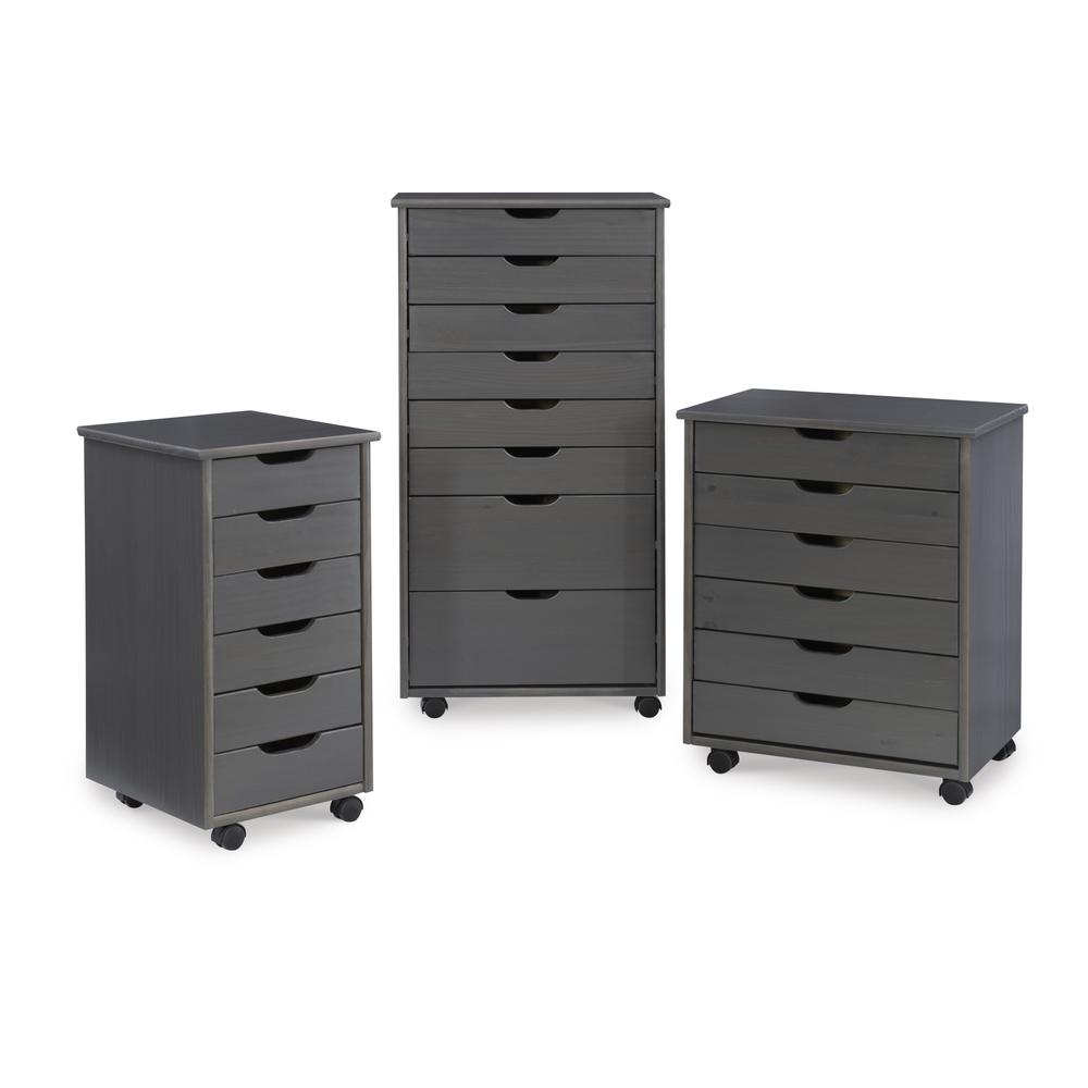Cary Six Drawer Rolling Storage Cart, Grey. Picture 11