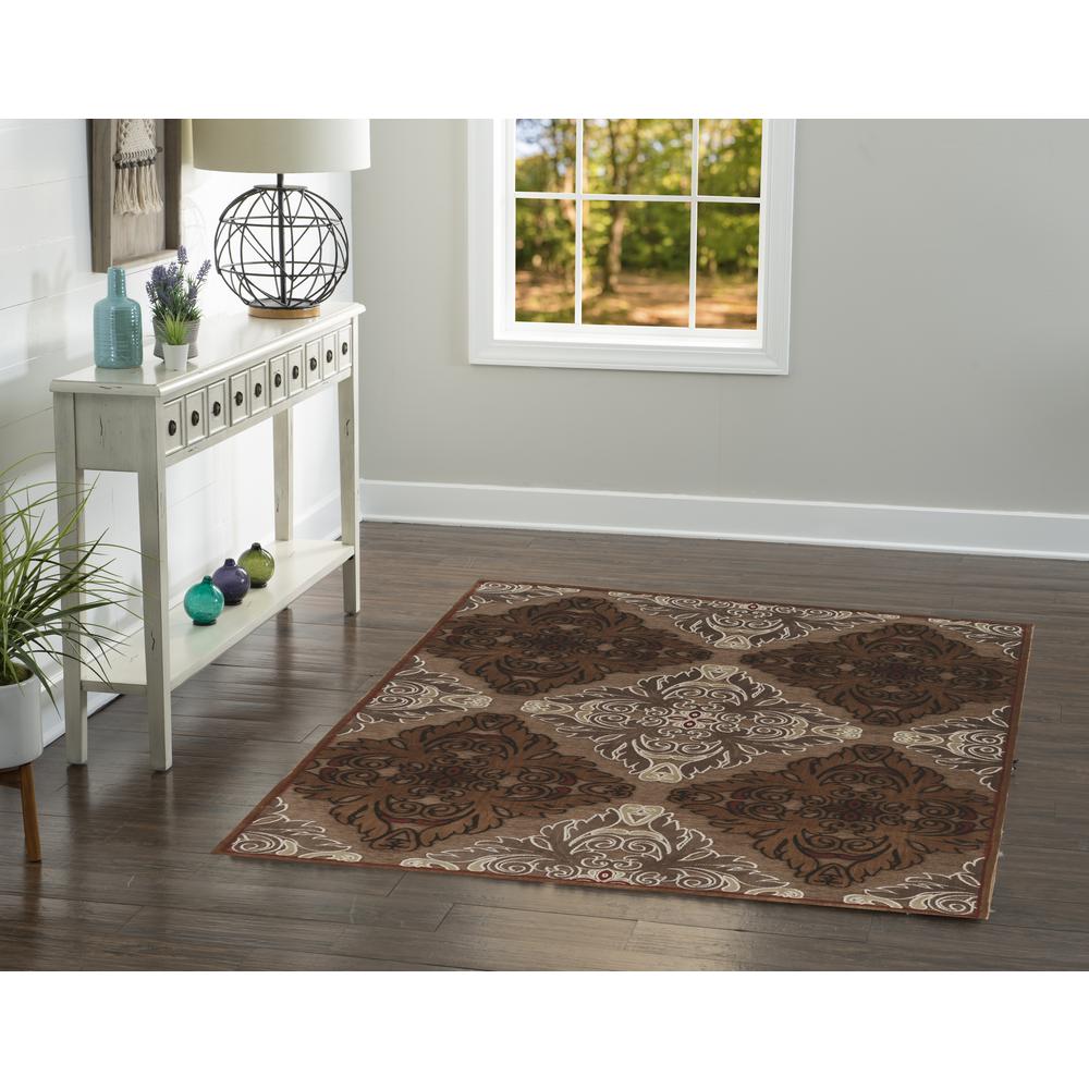 Hi Lo Medallions Bown 5x8 Rug. Picture 2