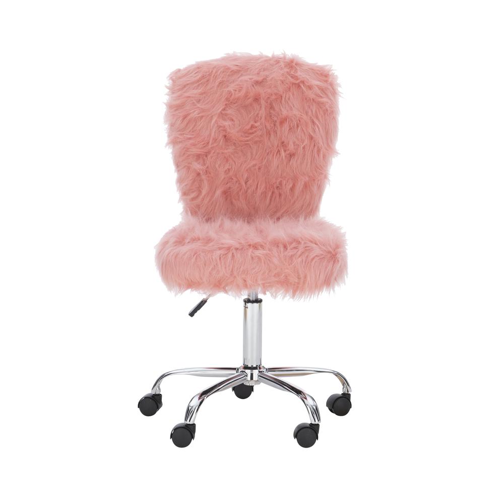 Faux Flokati Armless Office Chair Blush. Picture 2