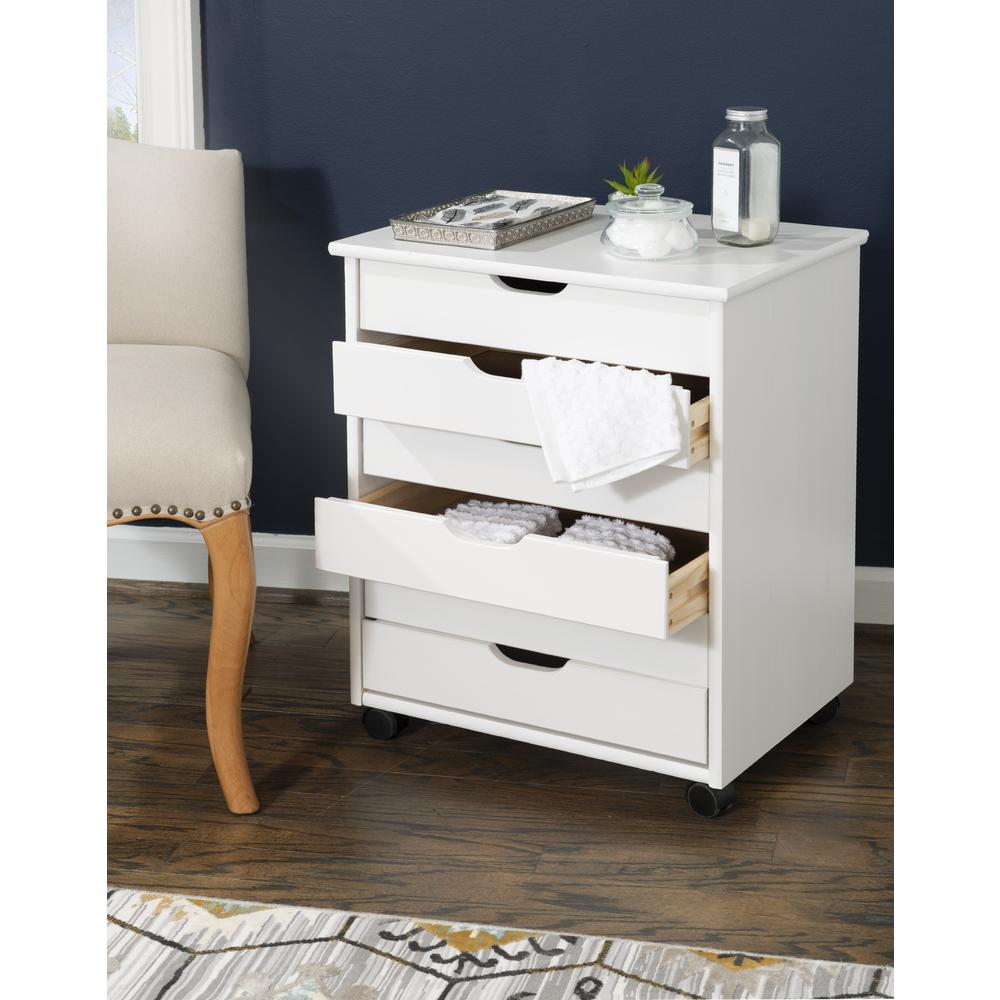 Cary Six Drawer Wide Roll Cart, White Wash. Picture 9