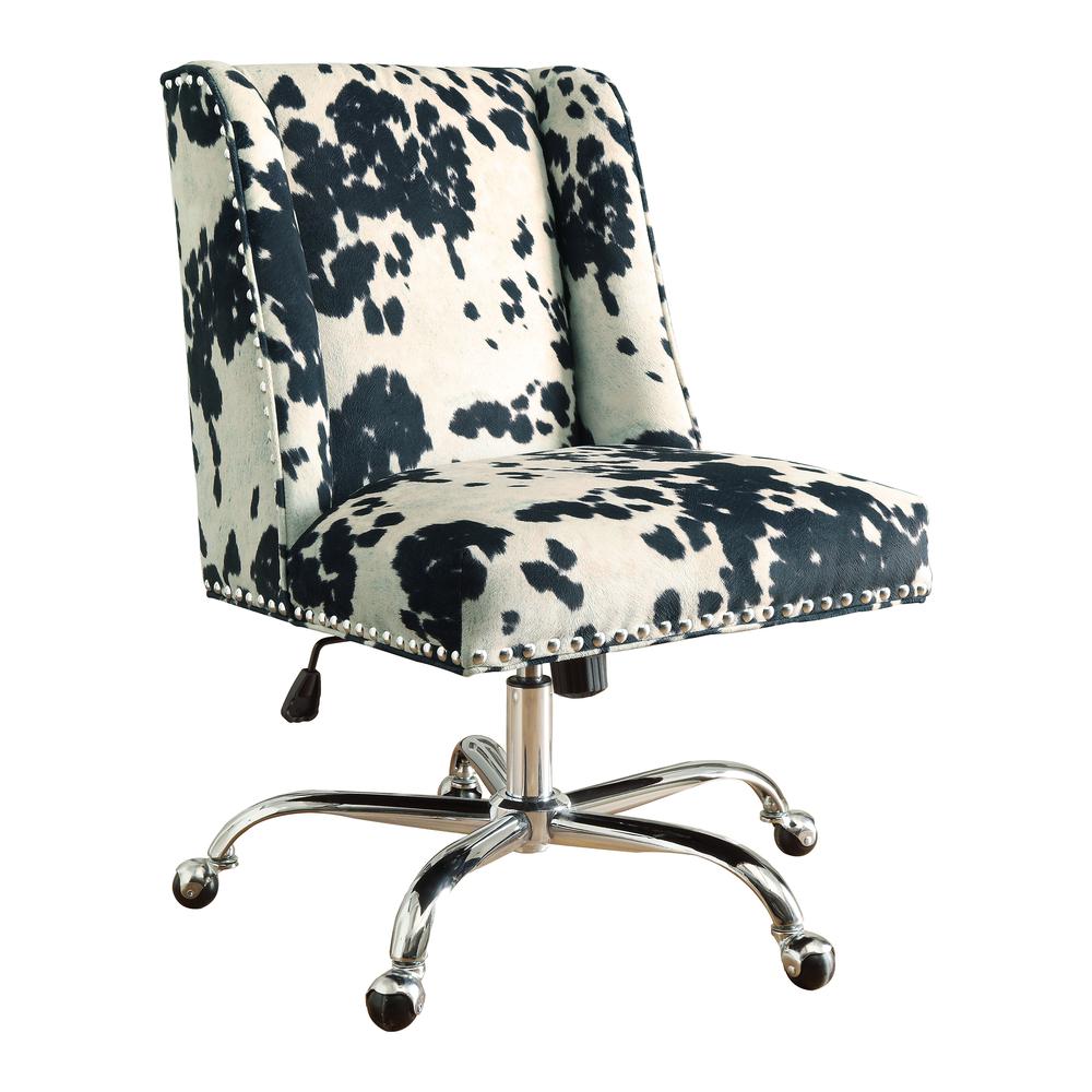 Draper Office Chair, Black And White Cow Print. Picture 2
