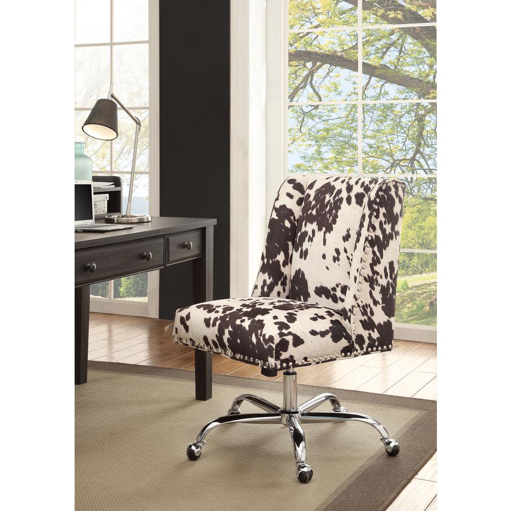 Draper Office Chair, Black And White Cow Print. Picture 1