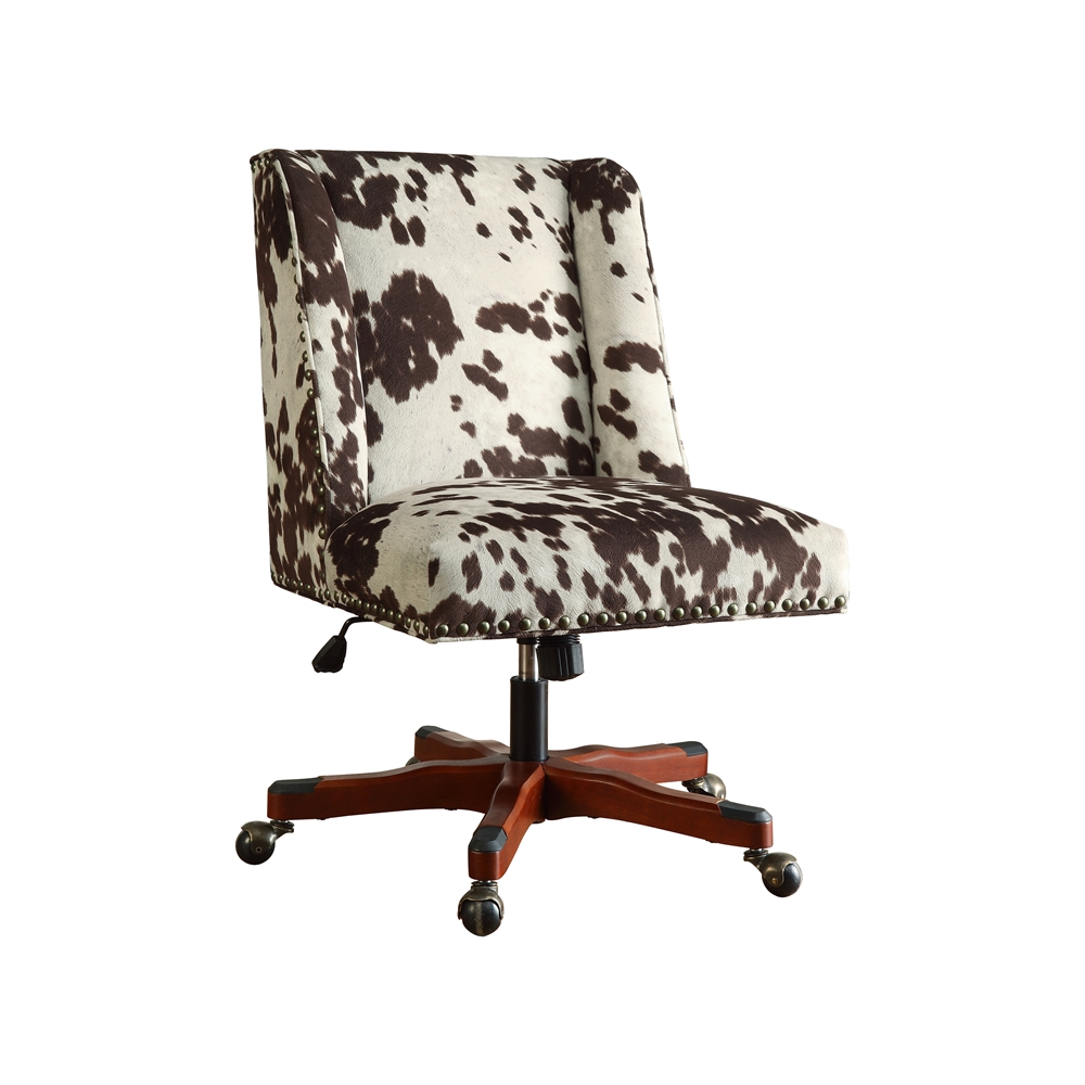 Draper Office Chair, Brown And White Cow Print. Picture 1