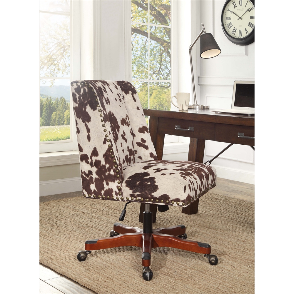Draper Office Chair, Brown And White Cow Print. Picture 2