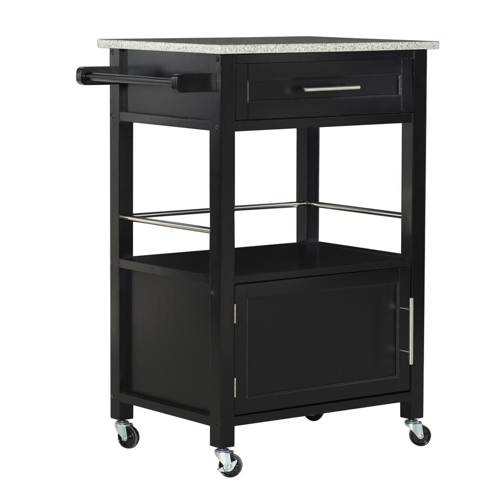 Mitchell Black Kitchen Cart With Granite Top. Picture 11