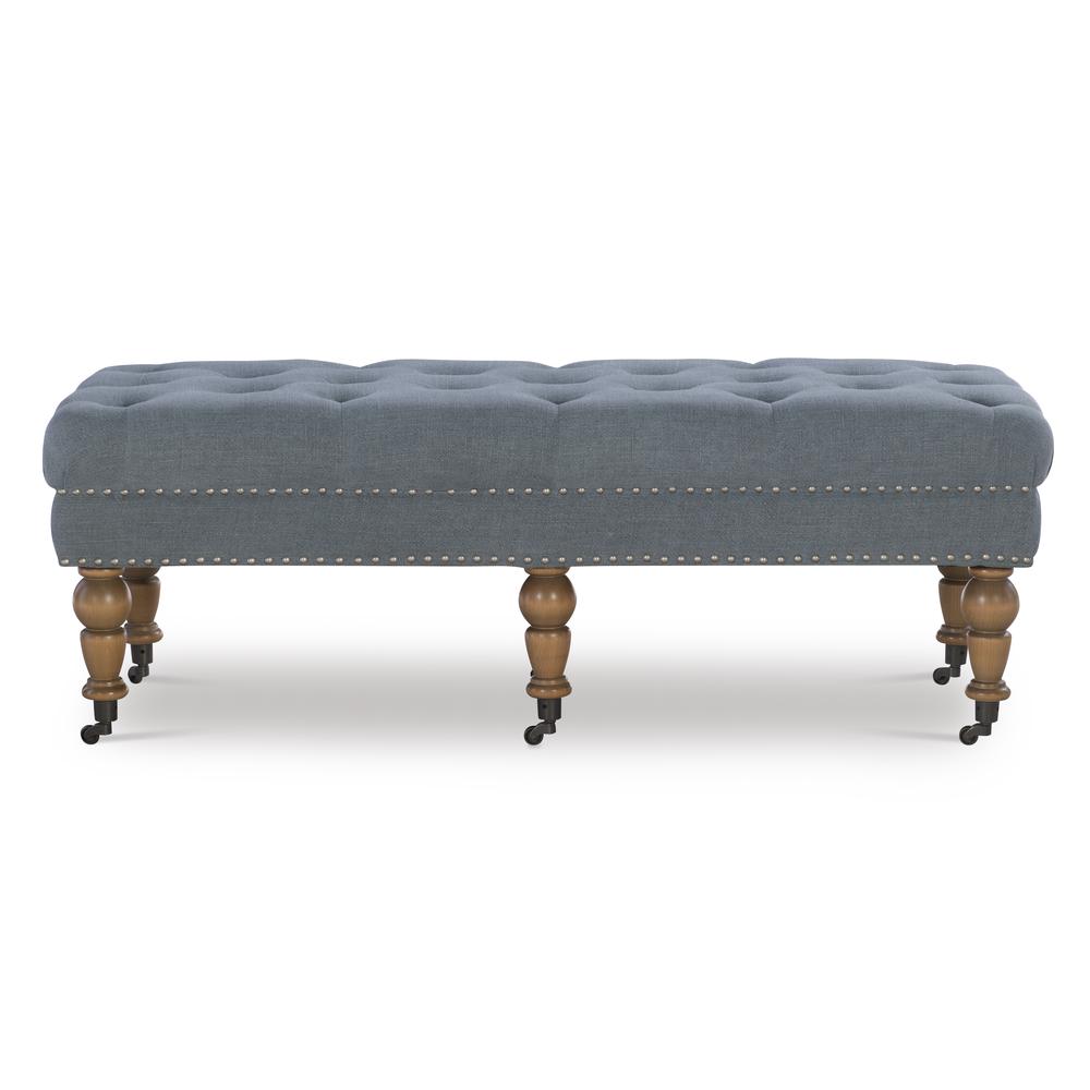 Isabelle Washed Blue Linen 50 Inches Bench. Picture 9