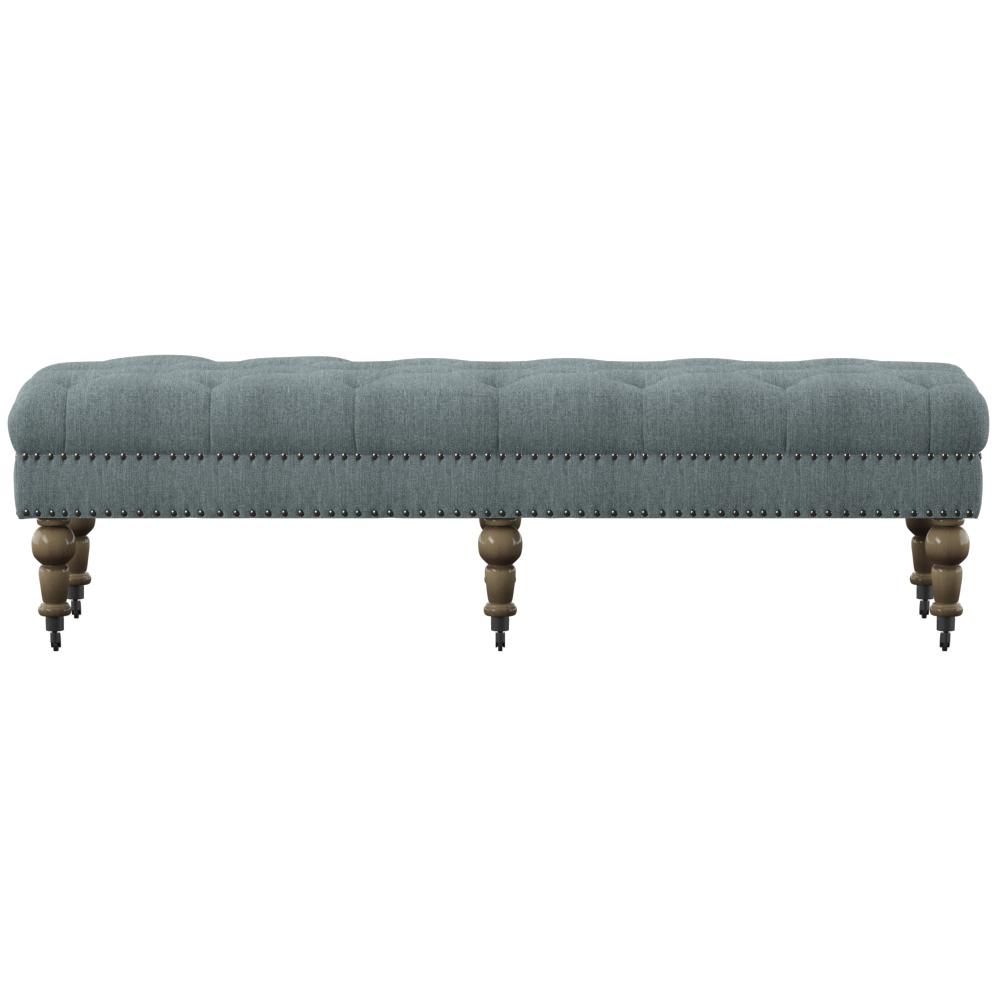 Isabelle Washed Blue Linen 62 Inches Bench. Picture 2