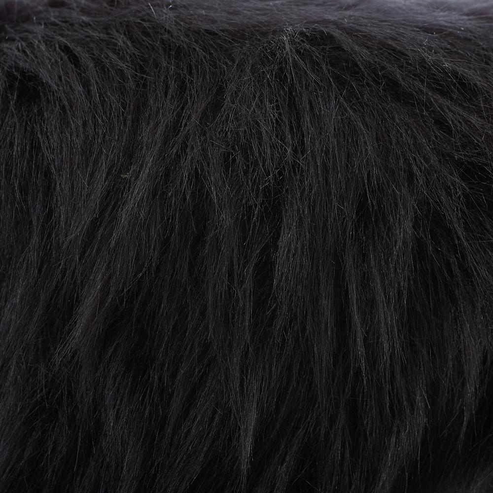 Black Faux Fur Foot Stool (16 Inches Wide). Picture 13
