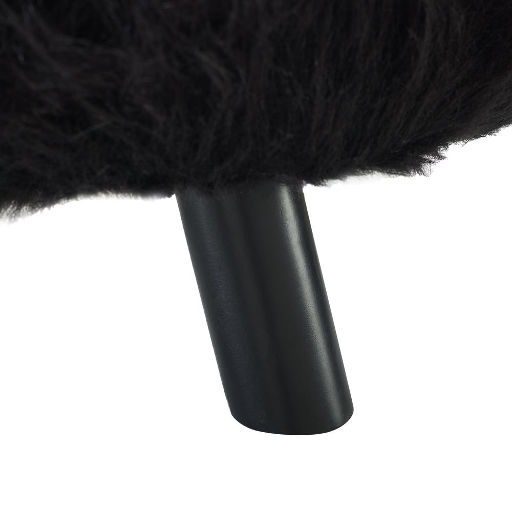 Black Faux Fur Foot Stool (16 Inches Wide). Picture 12