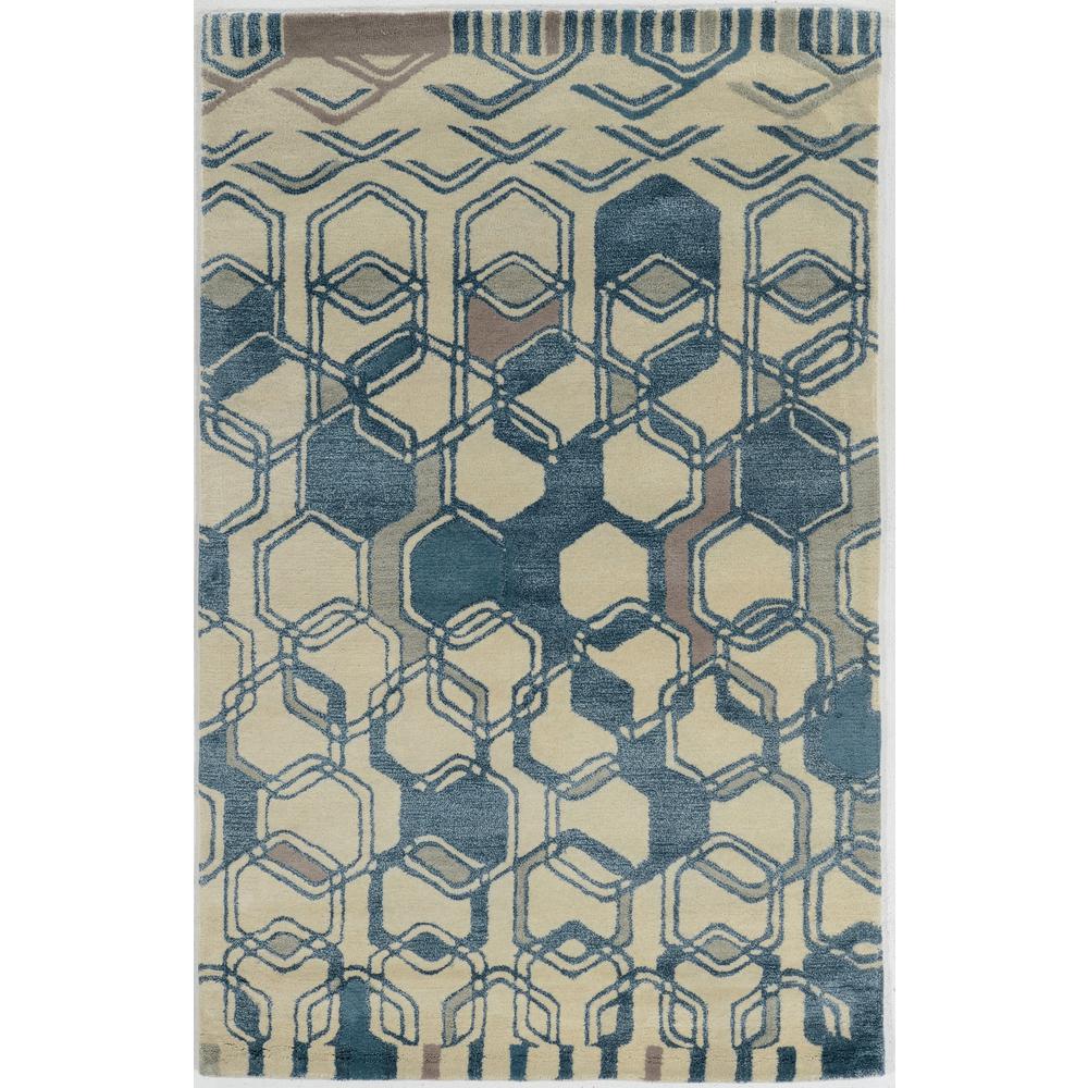 Aspire Wool Triangle Light Blue/Creame 2x3 Rug. Picture 1