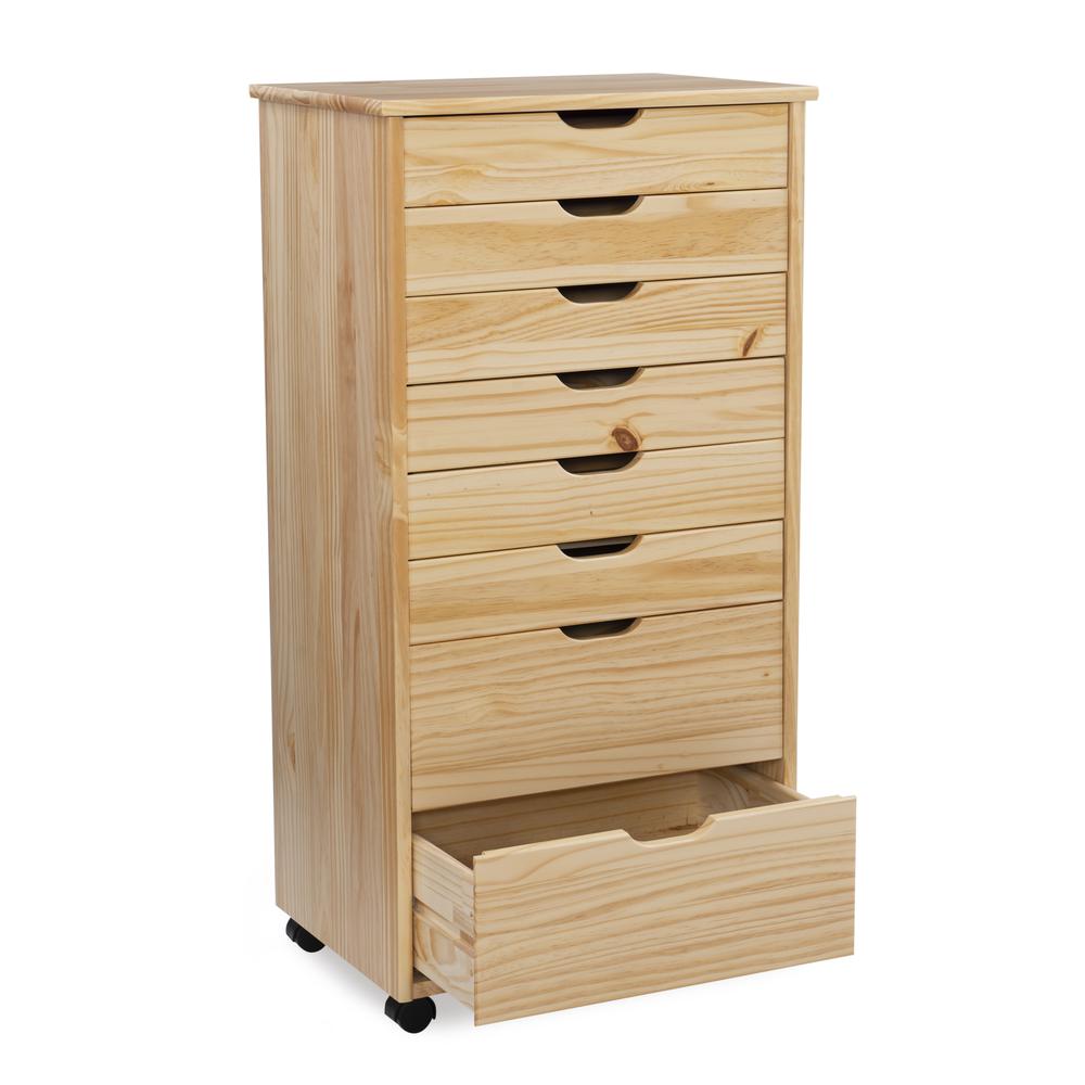 Cary Eight Drawer Rolling Storage Cart, Natural. Picture 6