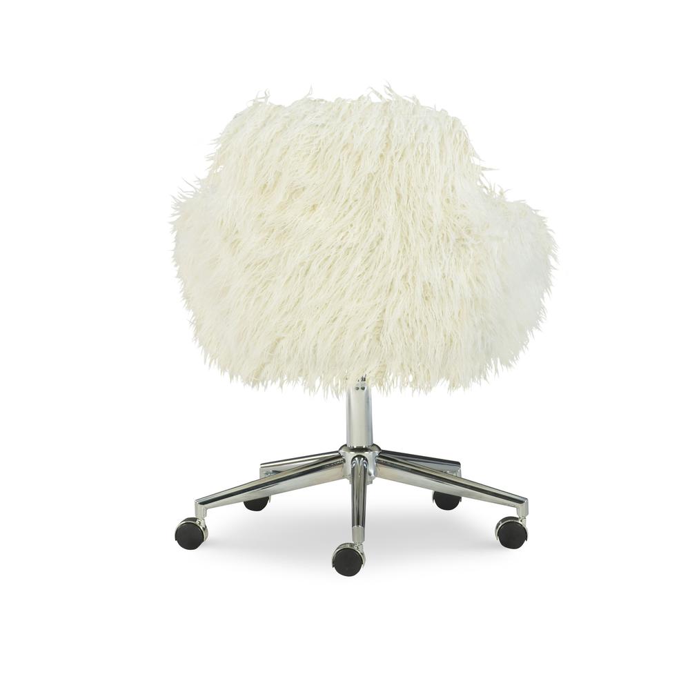 Fiona Faux Fur Office Chair, White. Picture 2