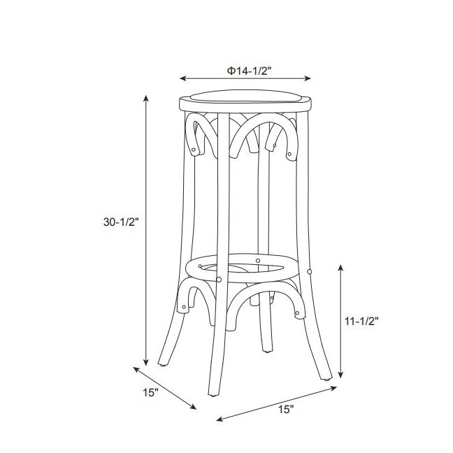 Rae Walnut Backless Bar Stool. Picture 10