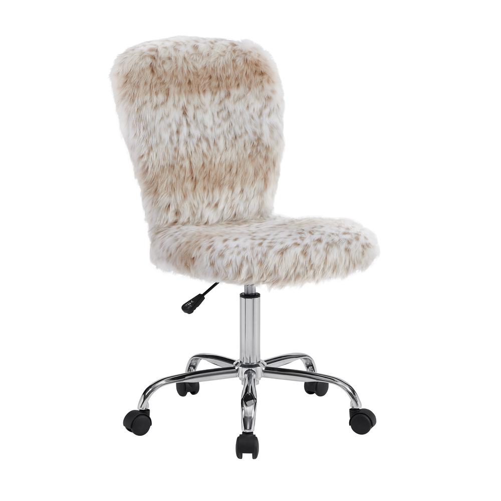 Faux Flokati Armless Office Chair Snow Leopard. Picture 1