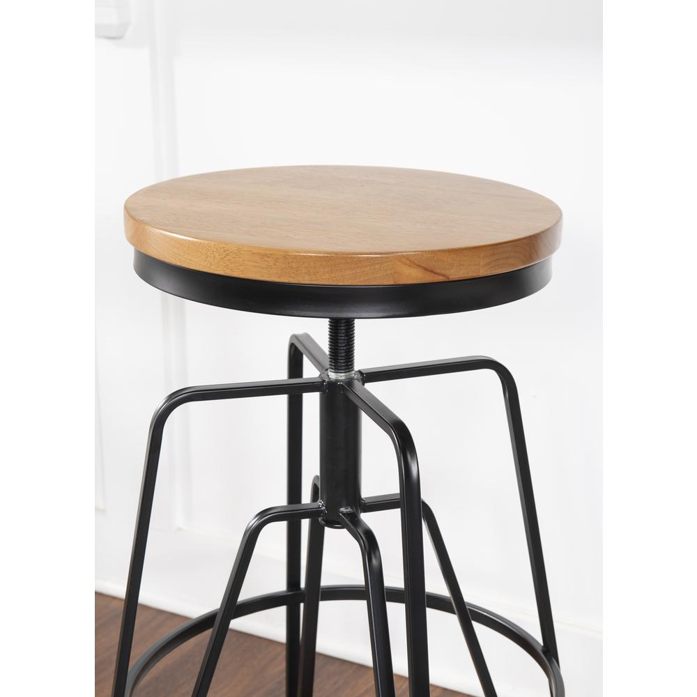 Black Metal And Wood Stool. Picture 8