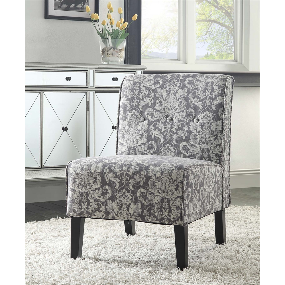 Coco Accent Chair - Gray Damask. Picture 2