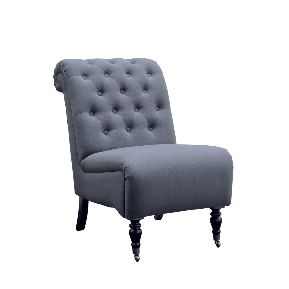 Cora Charcoal Roll Back Tufted Chair. Picture 1