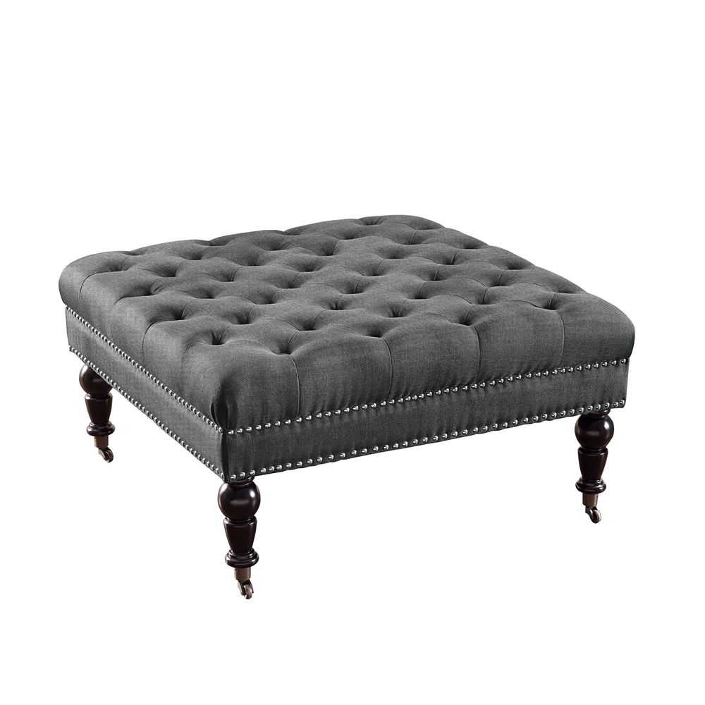 Isabelle Charcoal Square Tufted Ottoman. The main picture.