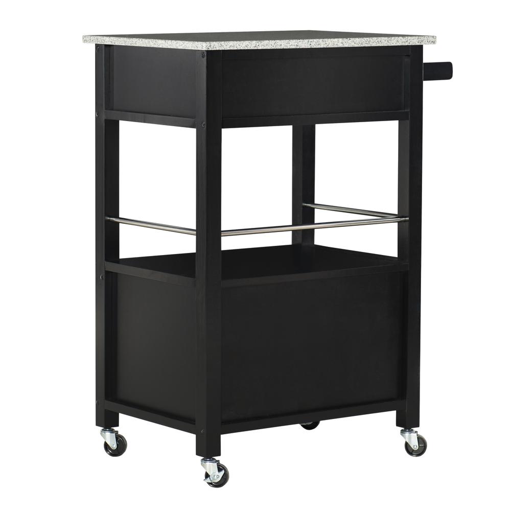 Mitchell Black Kitchen Cart With Granite Top. Picture 1