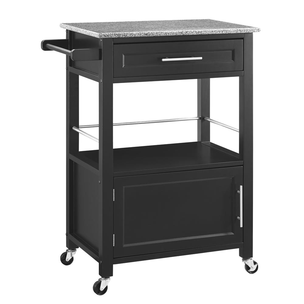 Mitchell Black Kitchen Cart with Granite Top. Picture 1