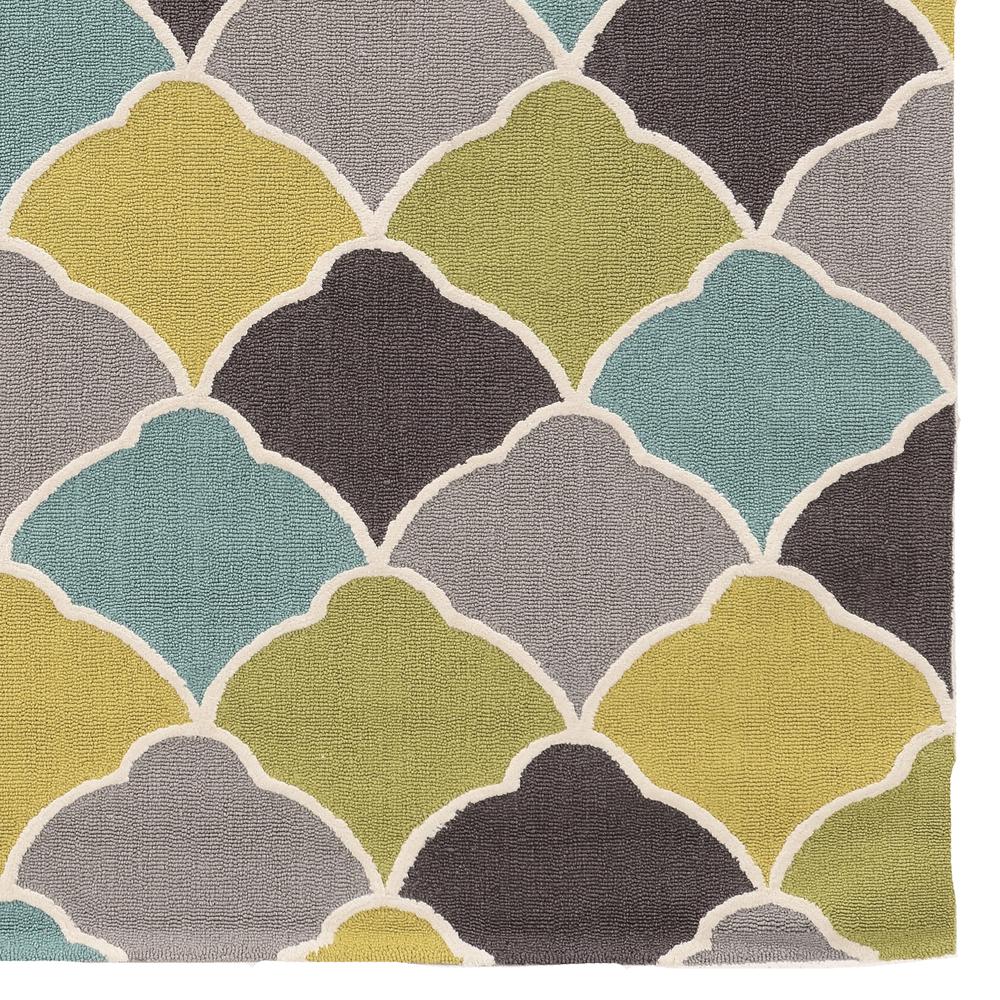 TRIO Tiles greens gold blue silk 5ftx7ft Rug. Picture 3