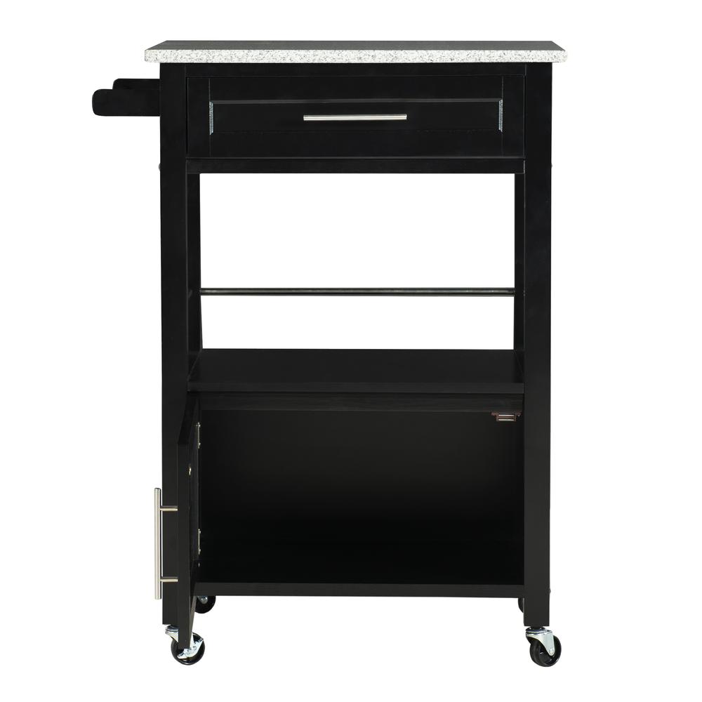 Mitchell Black Kitchen Cart With Granite Top. Picture 4