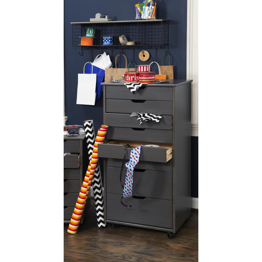 Cary Eight Drawer Rolling Storage Cart, Grey. Picture 14