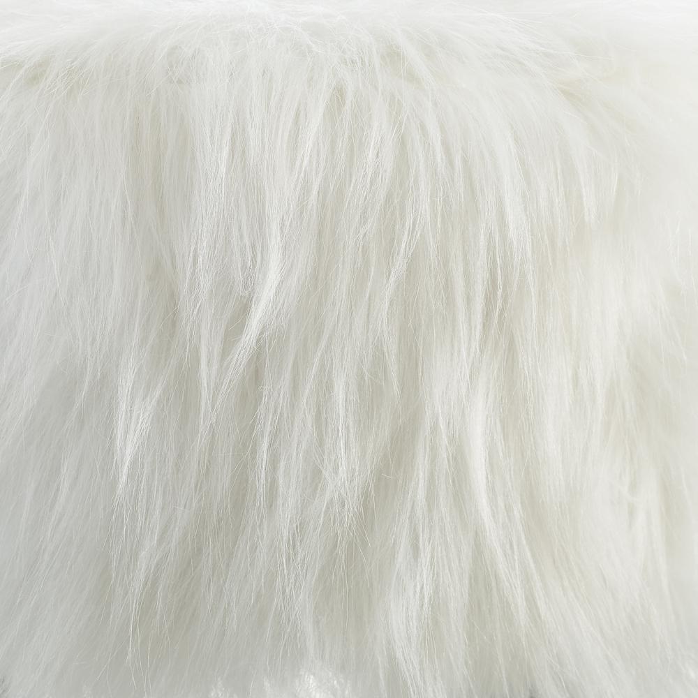 White Faux Fur Foot Stool (16 Inches Wide). Picture 6