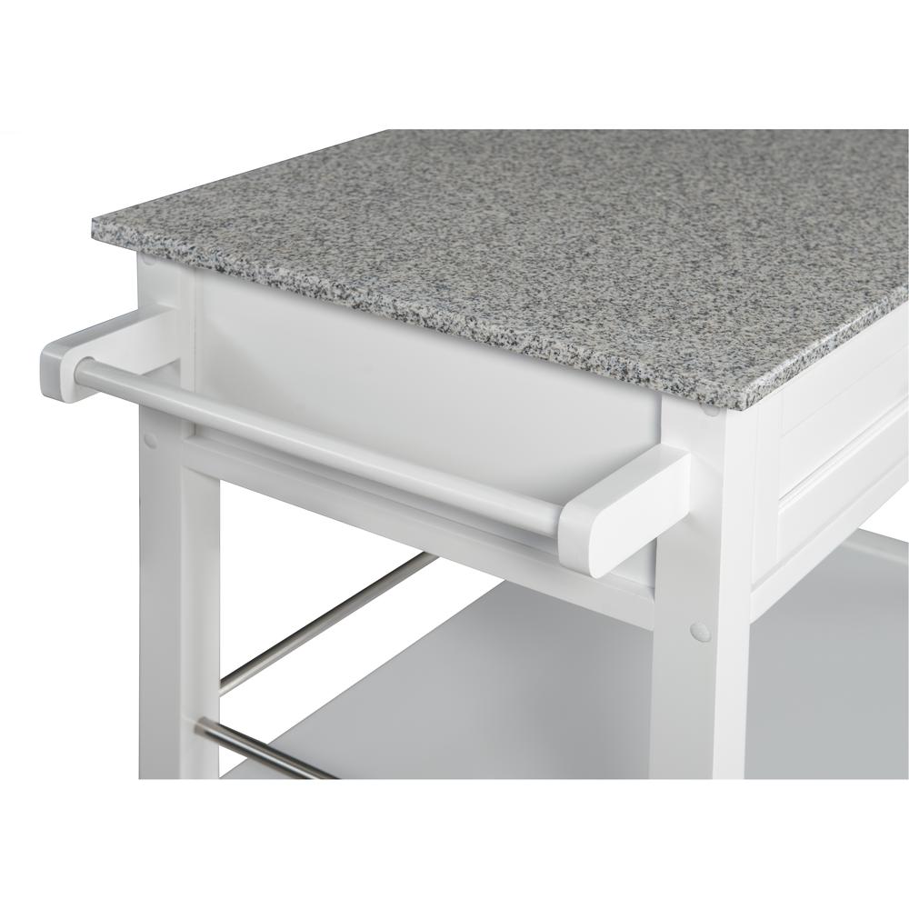 Cameron White Kitchen Cart With Granite Top. Picture 11