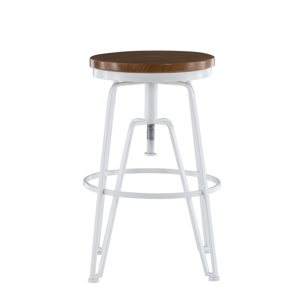 White Metal and Wood Stool. Picture 4