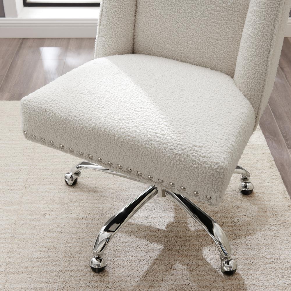 Draper Upholstered Swivel Office Chair, Sherpa. Picture 3