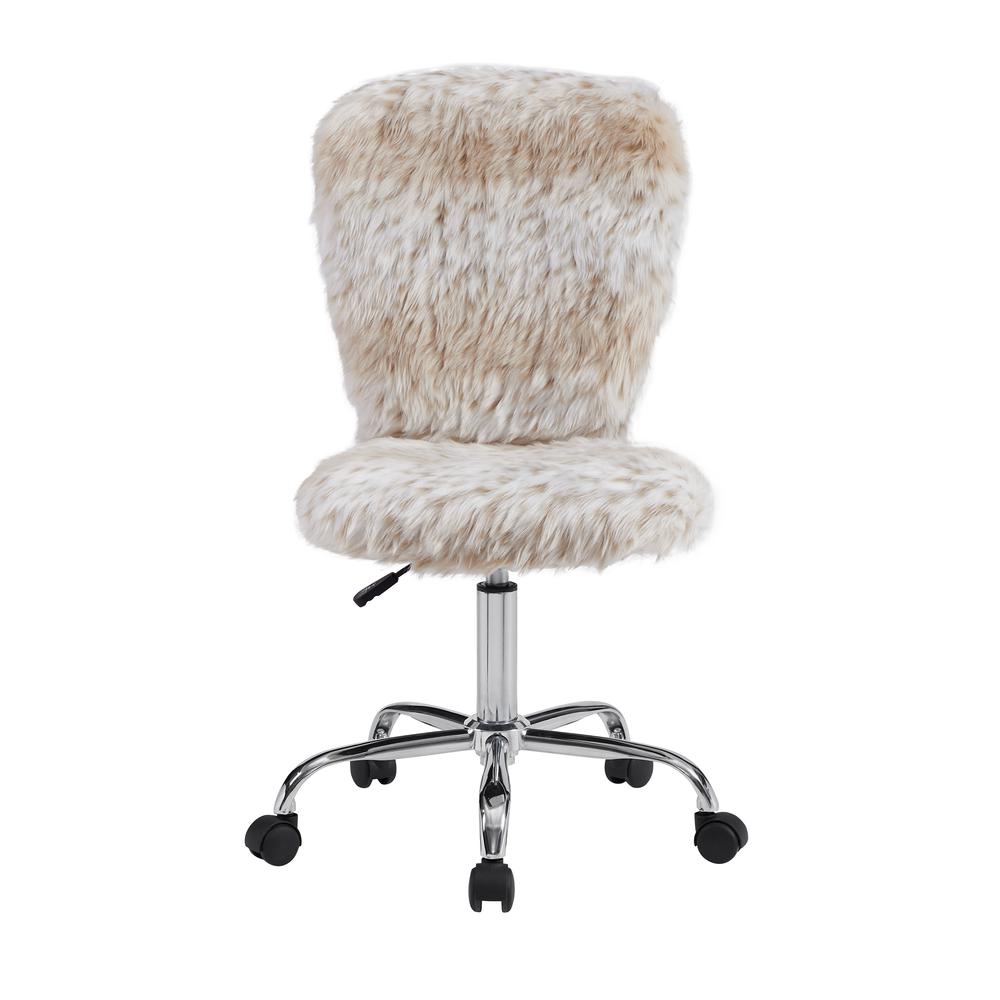 Faux Flokati Armless Office Chair Snow Leopard. Picture 5