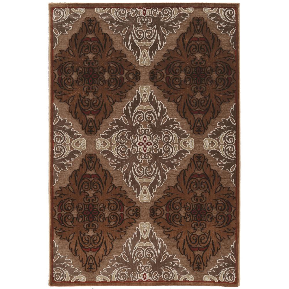 Hi Lo Medallions Bown 5x8 Rug. Picture 1