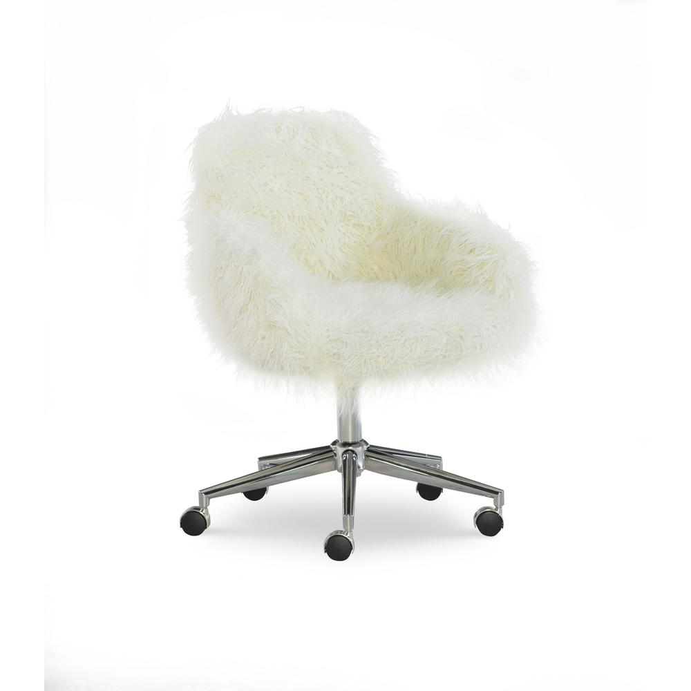 Fiona Faux Fur Office Chair, White. Picture 6