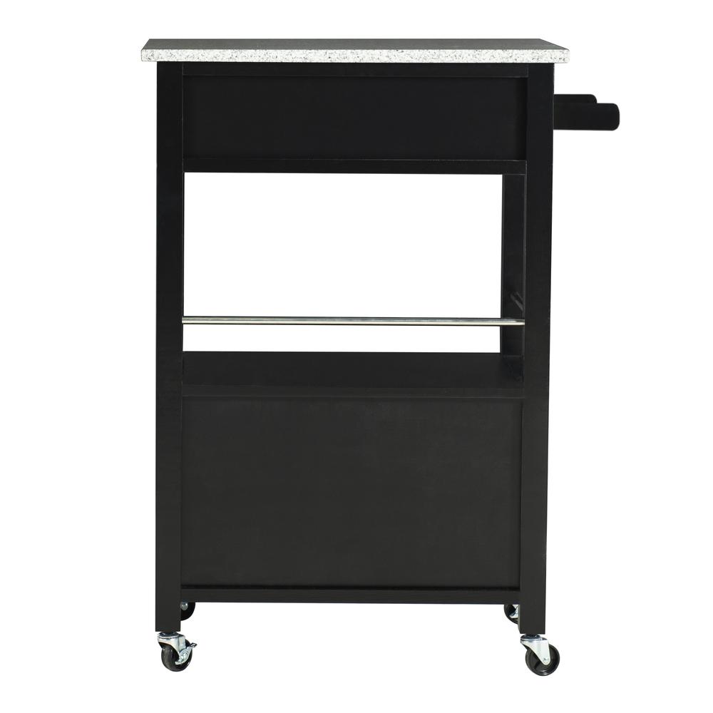 Mitchell Black Kitchen Cart With Granite Top. Picture 3
