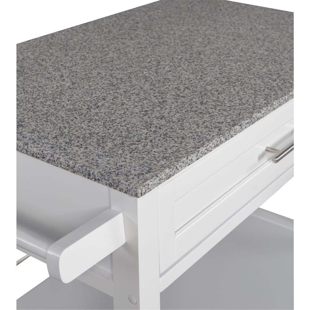 Cameron White Kitchen Cart With Granite Top. Picture 10