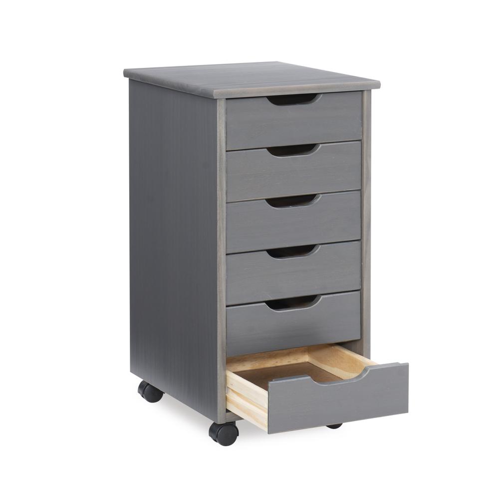 Cary Six Drawer Rolling Storage Cart, Grey. Picture 6