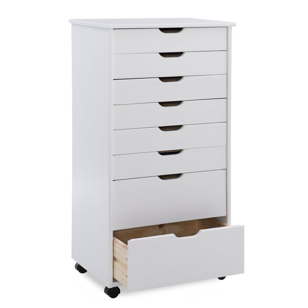 Cary Eight Drawer Rolling Storage Cart, White Wash. Picture 6