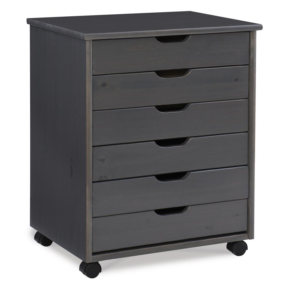 Cary Six Drawer Wide Roll Cart, Grey. Picture 1